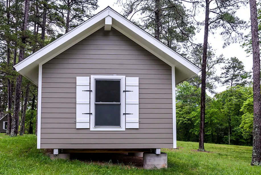 White board and batten shutters on Booker T. Washington State Park Cabin – Chattanooga, TN