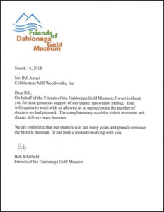 letter with Friends of Dahlonega Gold Museum letterhead