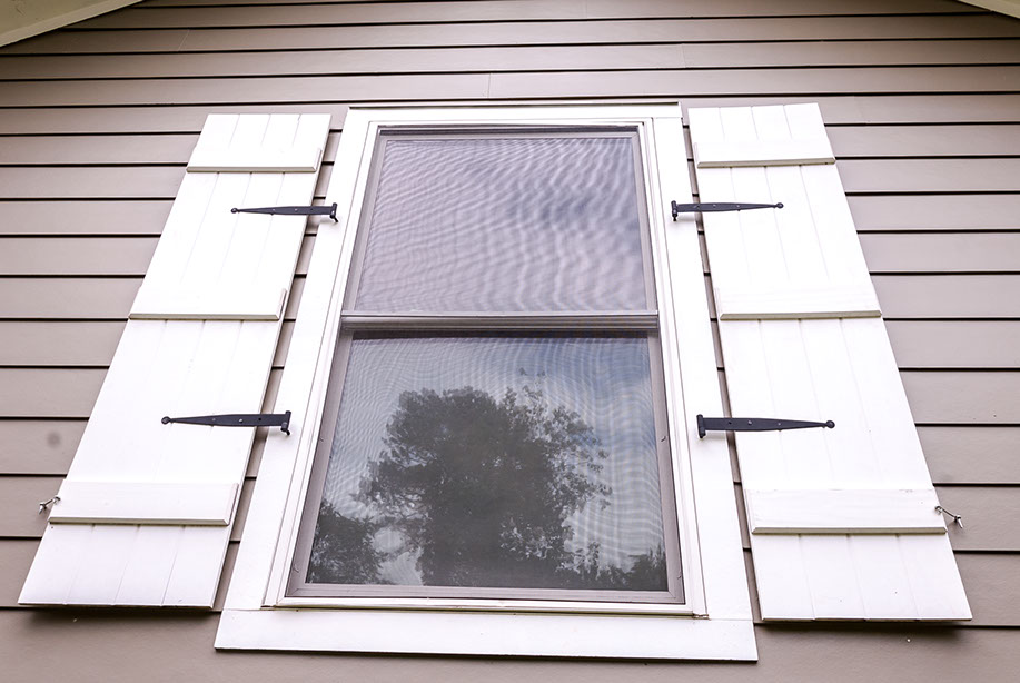 angled shot of a window shutter